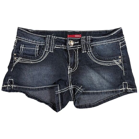 Bongo Dark Wash Denim Shorts | Heavy Contrast Stitch | Size 7 - Picture 1 of 9
